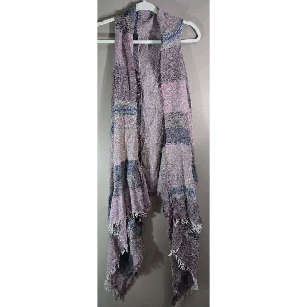 Multicolor Longline Patchwork Sleeveless Cardigan One Size Layering Winter